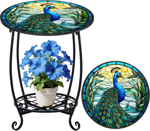 Peacock mosaic round side - mosaic,