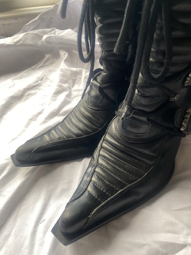 New rock leather pointy boots - new,