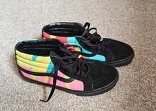 Vans Men Size 7 Sk8 Mid Camo Neon Drip Shoes Skater Black Pink Blue  Suede
