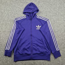 Adidas Hoodie Mens Medium Purple  Jumper Jacket Hoody Firebird Trefoil Retro