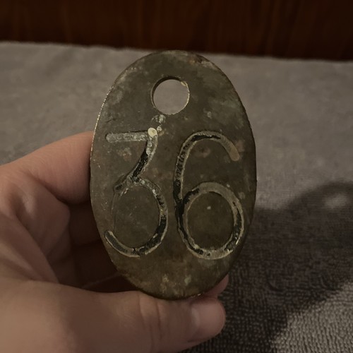 Vintage brass cow number - vintage,