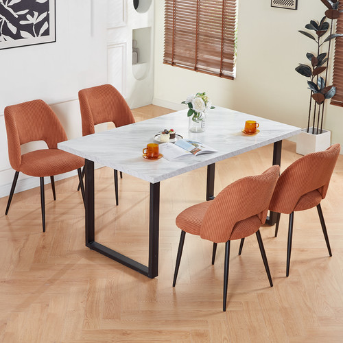 Wooden table marble effect - wooden,