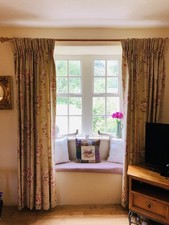 French rose heavy linen country house bespoke curtains 85" drop