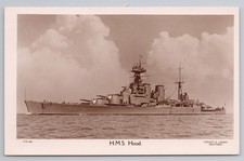 HMS Hood battlecruiser RPPC postcard Wright & Logan Southsea