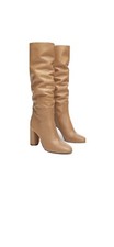 Zara Leather Nude Slouch Boots Uk Size 6.5