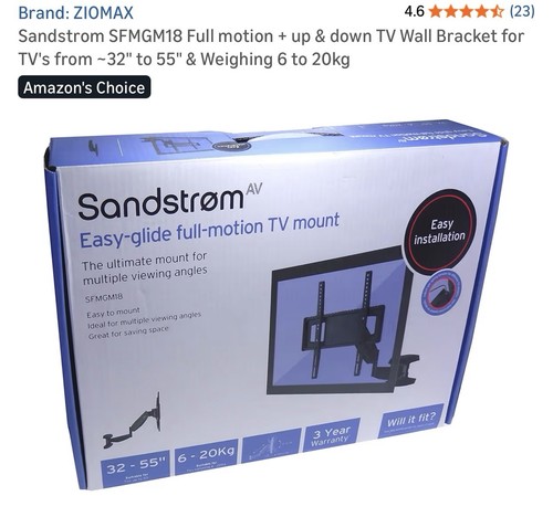 Sandstrom sfmgm18 full motion - sandstrom,