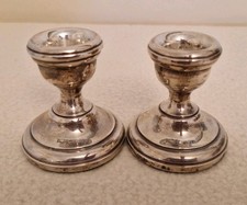 PAIR OF BIRMINGHAM HALLMARKED CANDLESTICKS STICKS 2.5" BY S.J.ROSE