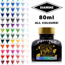 Diamine Bottled Ink 80ml for Fountain Pens - Full Range - Glass Bottle - Uk
