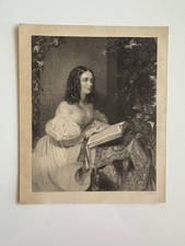 Antique 19th Century Engraving – Young Woman Reading, After J. Brandard, 