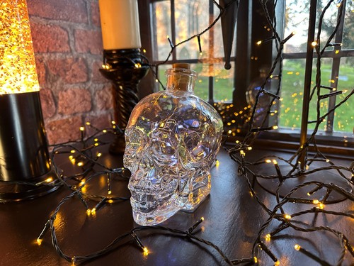 Clear glass skull - glass, bottle