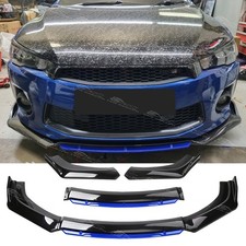 For Mitsubishi Lancer EVO X 9 Gloss Black Blue Front Bumper Spoiler Lip Splitter