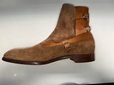 Barker Black boots. Tan suede