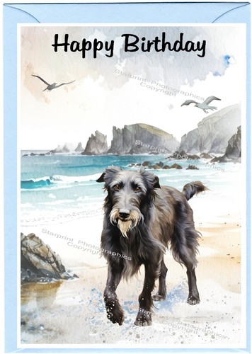 Deerhound dog birthday card - birthday,