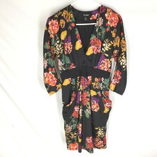 H&M Conscious Collection Womens Dress Black Floral Size 6 Boho Festival 