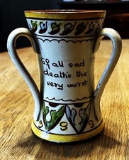 RARE ANTIQUE ALLER VALE TORQUAY POTTERY Q1 PATTERN THREE HANDLED MOTTO WARE TYG