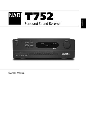 Owner manual for nad t752 - manual,