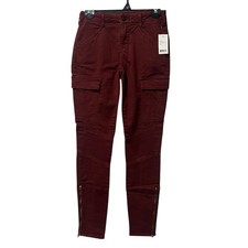 NWT J Brand Jeans Cropped Houlihan Mid-Rise Skinny Cargo Pants SZ 24 Maroon Red