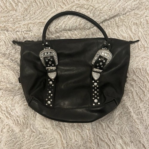 Vintage black bag with studded - black,