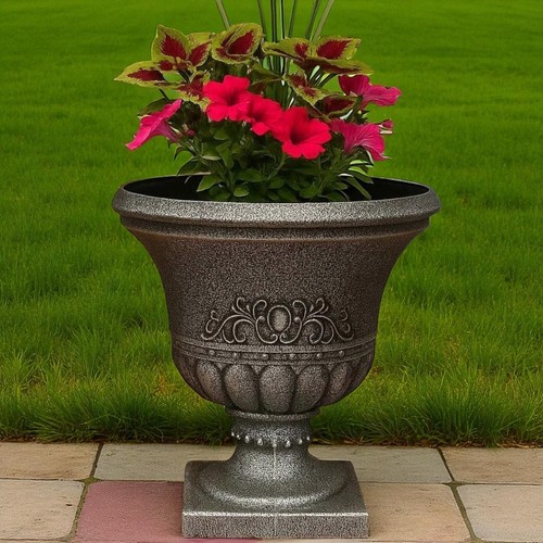 Vintage black urn - urn, planter