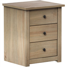 3 Drawer Bedside Cabinet Chest Table Solid Pine Wood Waxed Bedroom Furniture