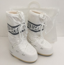 Moon Boots Women's Icon Nylon Snow Boots Size 2.5/5 White Mid-Calf Logo New* F1