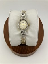 Vtg Gruen Ladies 17mm Watch Gold Tone 22 Diamond Bezel Gold Dial Stretch - RUNS