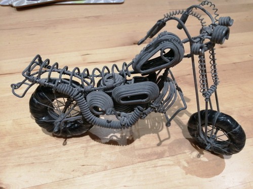 Motorbike sculpture metal wire - sculpture,