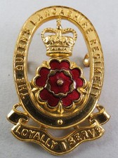 Military Gilt Enamel Badge The Queen's Lancashire Regiment British Army