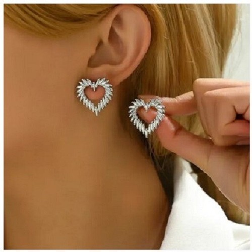 Heart stud earrings stainless - earrings,