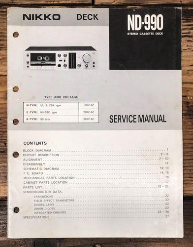 Nikko 990 cassette - nd-990, service