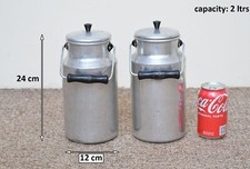 2x small 2 ltr vintage old aluminium milk churn can milkchurn  pot - FREE POST