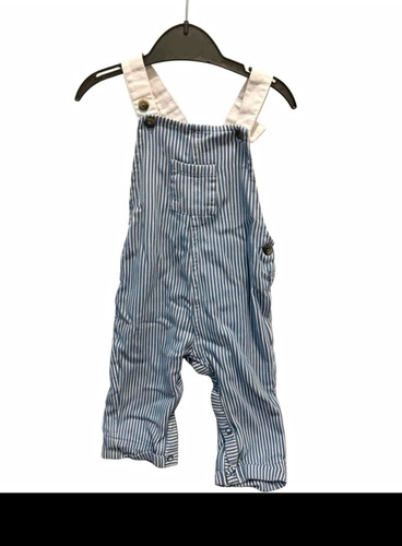 Blue white striped dungaree - white,