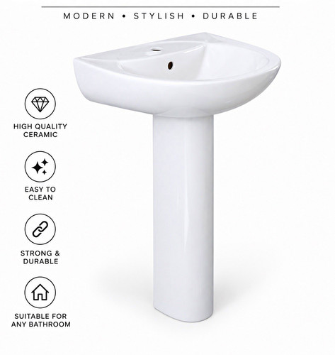White ceramic modern bathroom - white,