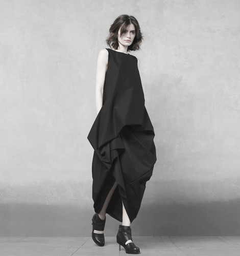 Long black asymmetrical dress