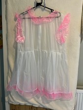Semi Transparent PVC Dress With Pink PVC Frills Adult Baby Sissy Maid ABDL 2XL