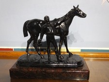 SPELTER RACE HORSE & JOCKEY