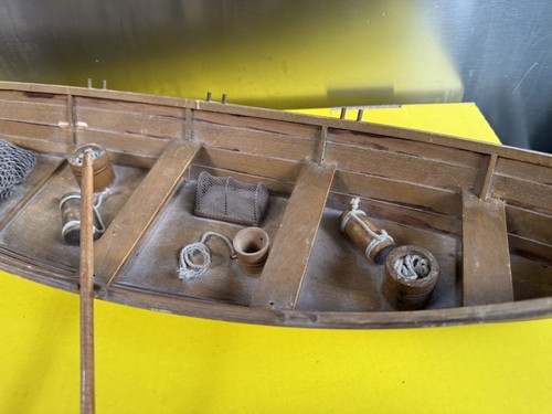 Wooden row boat skiff canoe - /,