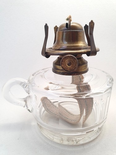 Vintage glass oil lamp with - oil,