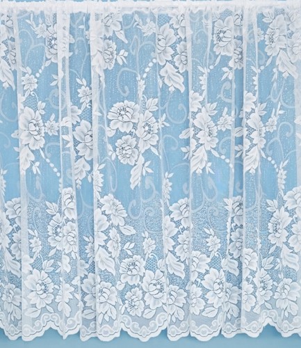 White rose floral - white, net