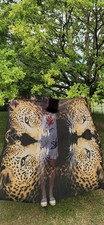 Autumn scarf, shawl, see through, throw, leopard print, vacation,  150x150cm