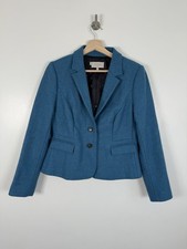 Hobbs Blazer Jacket Size UK 14 Blue Moon Tweed 100% Wool Hackness Teal