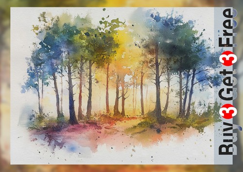 Woodland trees watercolor - woodland,