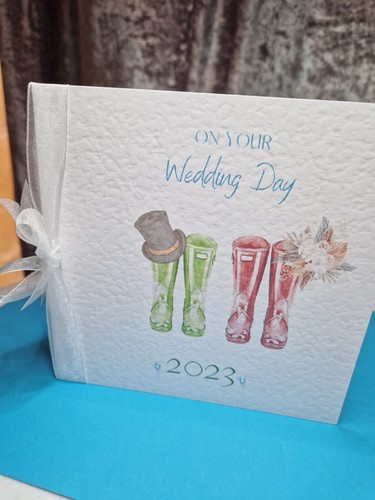 Handmade wedding cards wellies - wedding,