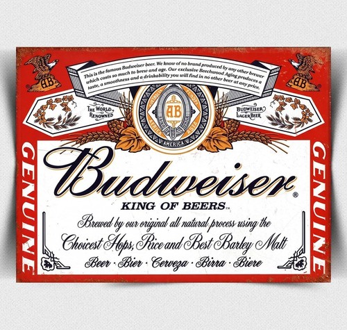 Budweiser beer metal sign wall - beer,