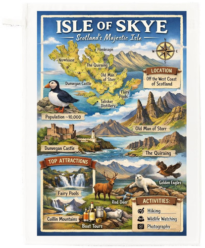 Isle skye map tea - of, towel