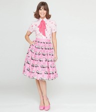 Unique Vintage Barbie 1970s Pink Vintage Camper Van Bus Gellar Swing Skirt XL