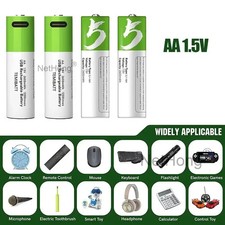 4x AA/AAA Battery Rechargeable USB Type-C Cable Lithium-Ion Li-Ion 1.5v 2600mWh