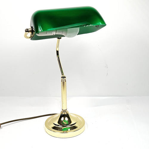 Green bankers desk - bankers, brass