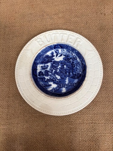 Antique butter plate ceramic - butter,