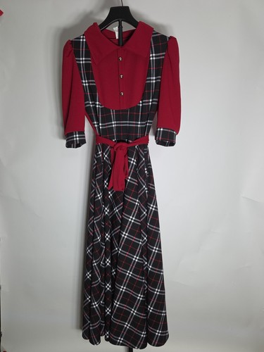 Plaid red long dress - &,